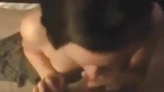 Busty babe gives pov blowjob and gets cum on her tits