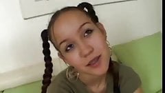 cute pigtail teen gets cock