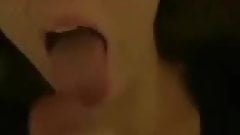 BJ and cum swallowing from this brunette girl