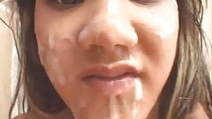 Kitty Jung facefucking bukkake by group of black cocks.